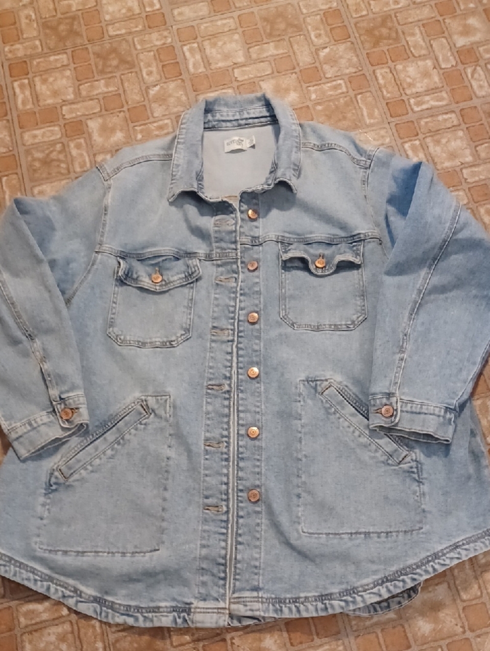 Terra & Sky Light Blue Denim Utility Jacket Size 2xlarge